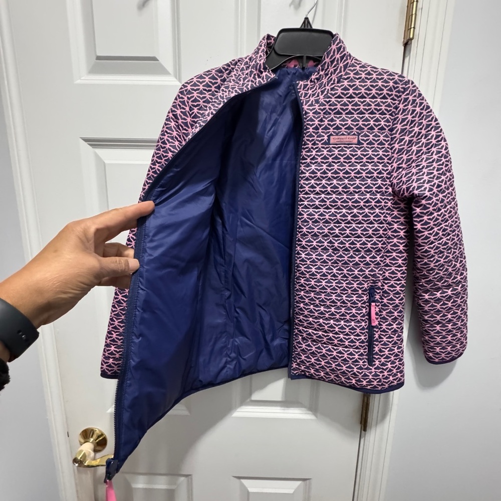 Vineyard Vines Pink and Navy Quilted size large (14) Jacket - Picture 4 of 9